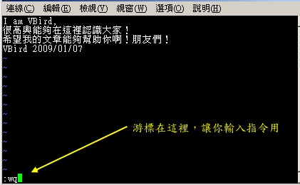 儲存並離開 vi 環境 儲存並離開 vi 環境