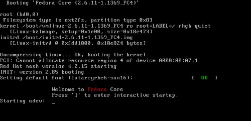 開機過程的文字畫面 開機過程的文字畫面